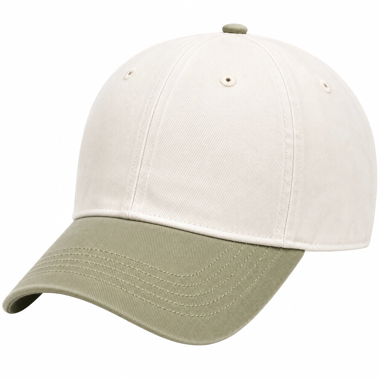 Unisex Baseballcap Beige/Oliv Verstellbar