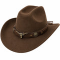 Western Cowboyhut Braun mit Dekorationsband