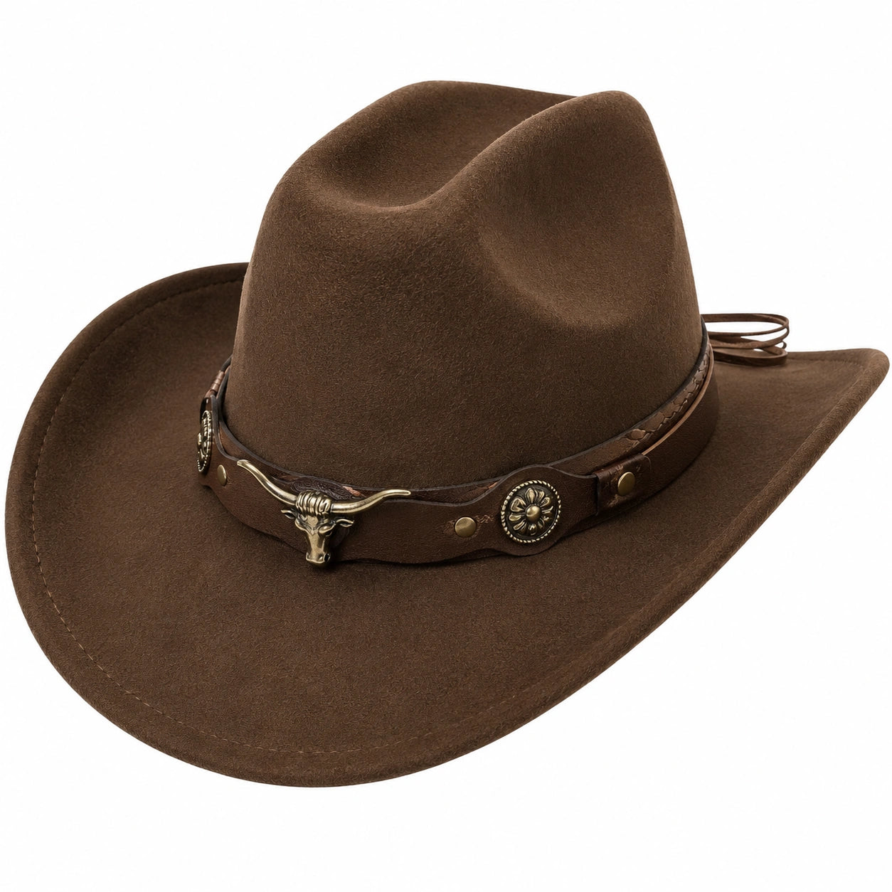 Western Cowboyhut Braun mit Dekorationsband
