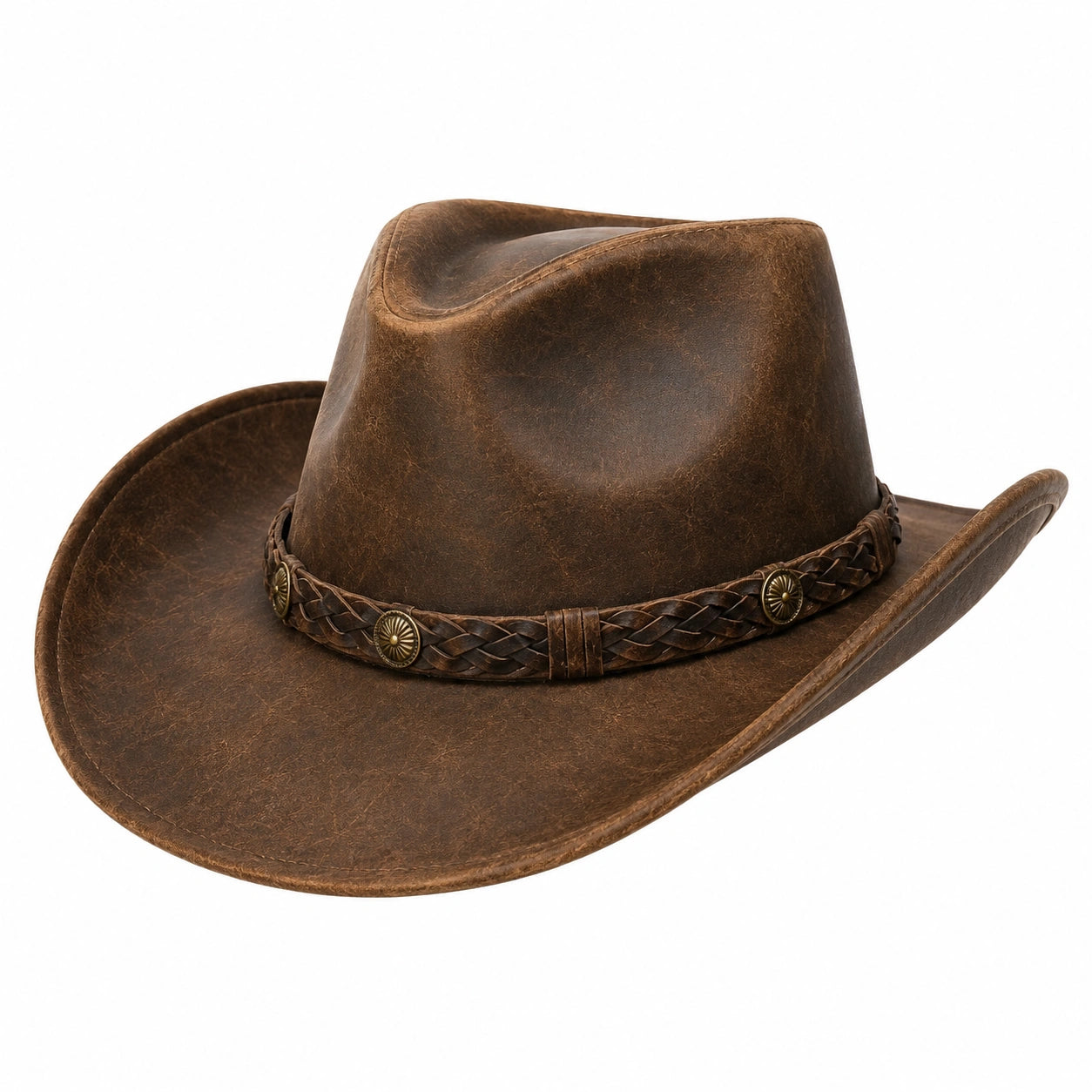 Cowboyhut Braun mit Geflochtenem Hutband