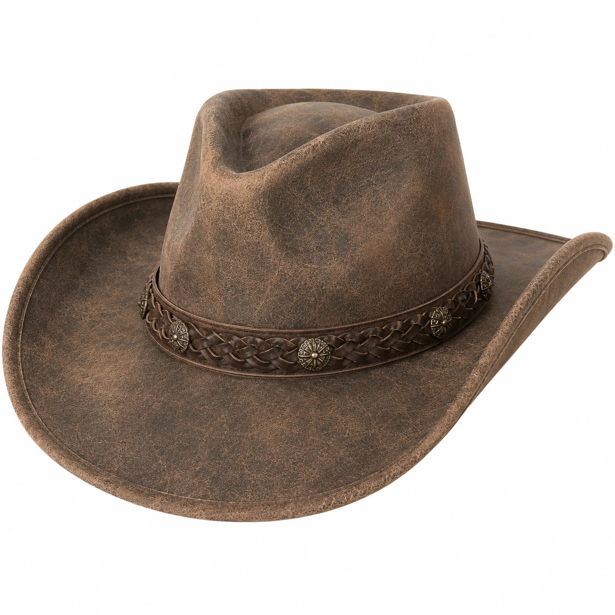 Rustikaler Westernhut mit Geflochtenem Band Braun