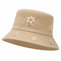 Damen Fischerhut mit Blumenstickerei in Beige