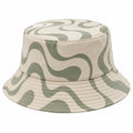 Unisex Fischerhut mit Wellenmuster in Grün/Beige
