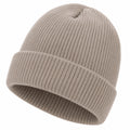 Unisex Rippstrick Beanie Mütze Beige Einheitsgröße