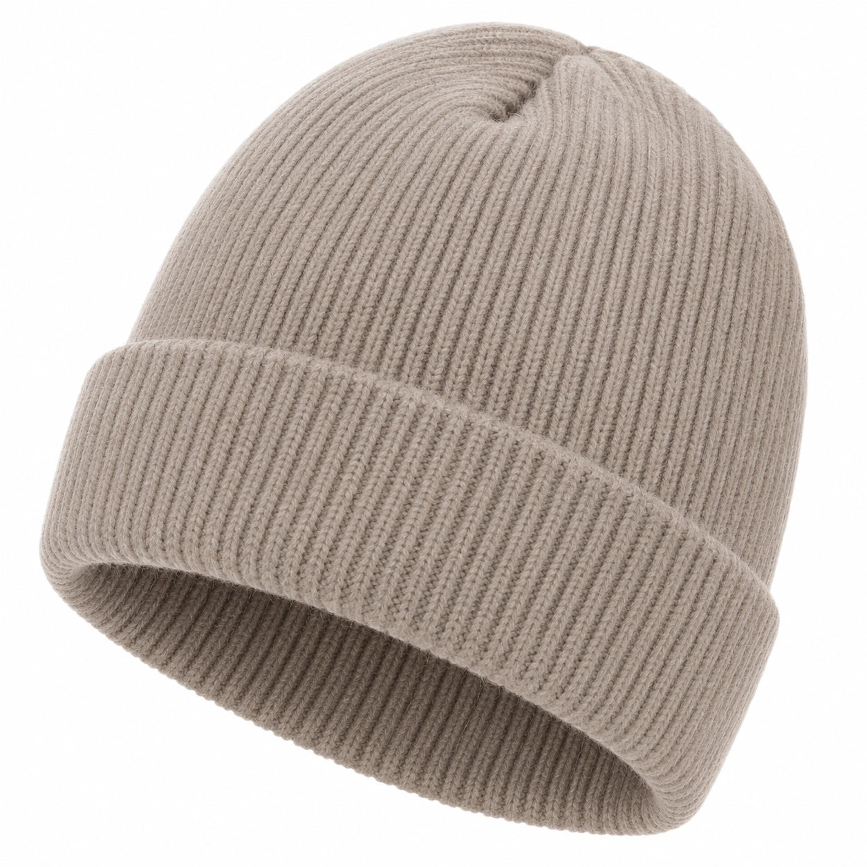 Unisex Rippstrick Beanie Mütze Beige Einheitsgröße