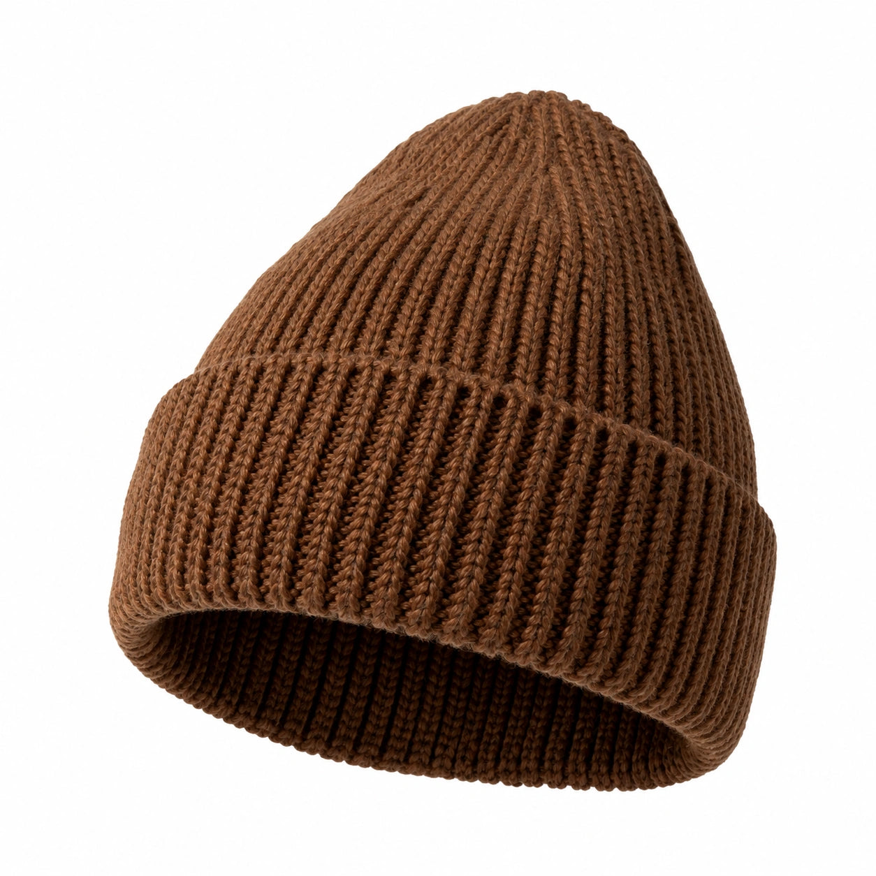 Braune Mütze mit Rippstrick für Damen und Herren