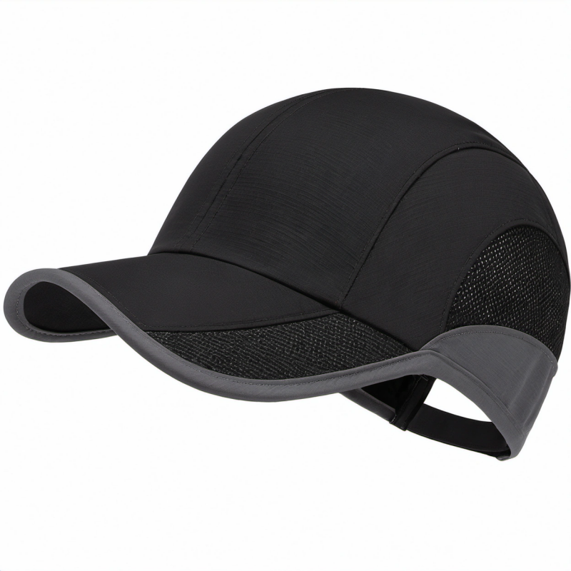 Schwarze Baseballkappe mit Netzeinsatz und Klettverschluss