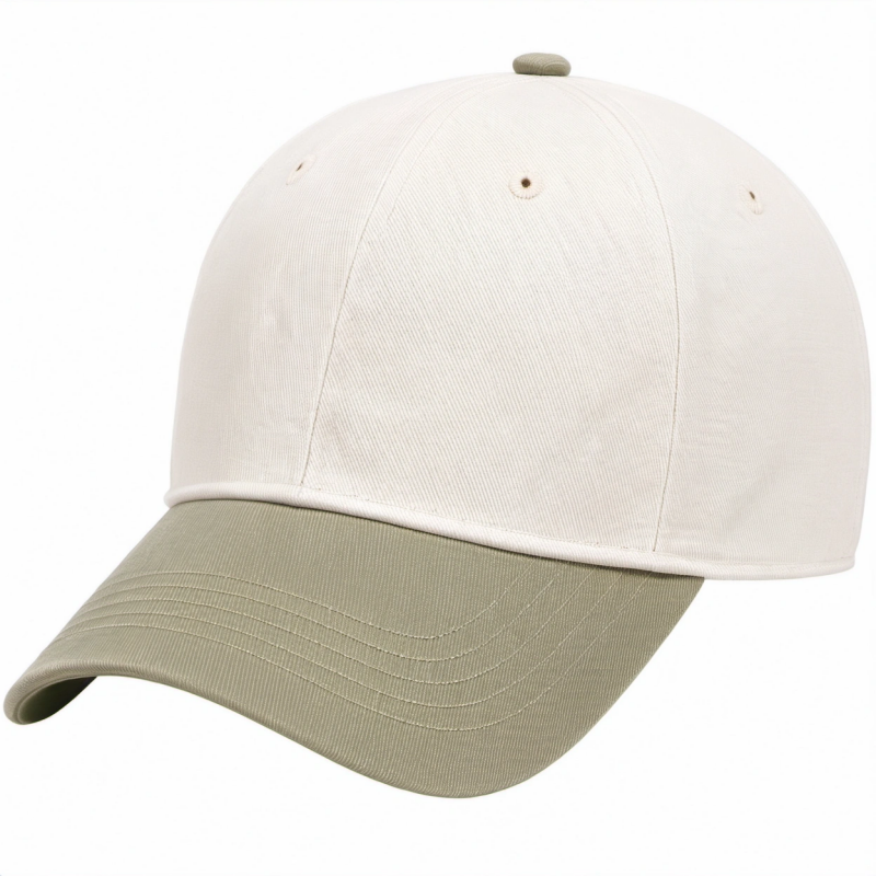 Unisex Baseballcap Beige/Oliv Verstellbar