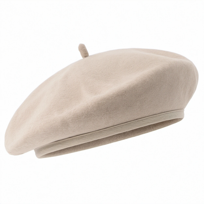 Elegante Damen Baskenmütze Beige Einheitsgröße
