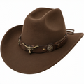 Western Cowboyhut Braun mit Dekorationsband