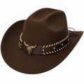 Cowboy-Hut Dunkelbraun mit Messingapplikationen