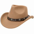 Klassischer Cowboyhut Unisex Braun mit Verziertem Lederband