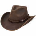 Brauner Western-Cowboyhut mit Zierband
