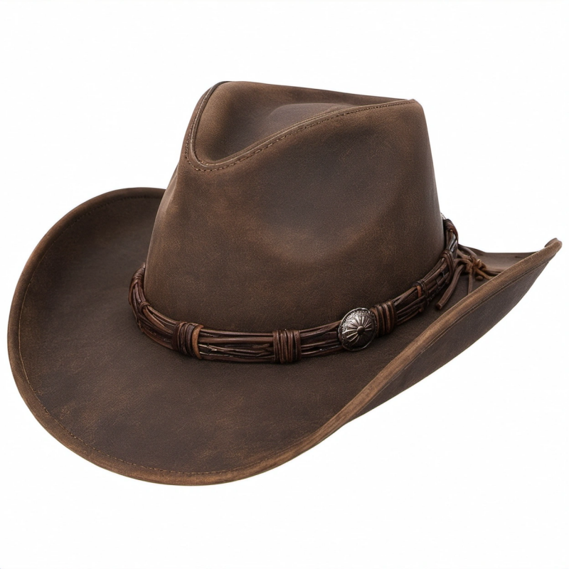 Brauner Western-Cowboyhut mit Zierband