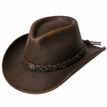 Brauner Cowboyhut mit Geflochtenem Band und Verzierung