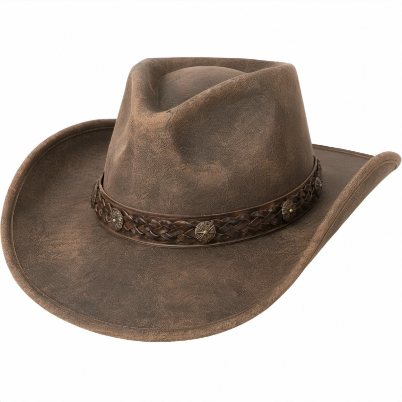 Rustikaler Westernhut mit Geflochtenem Band Braun