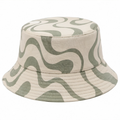 Unisex Fischerhut mit Wellenmuster in Grün/Beige