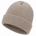 Unisex Rippstrick Beanie Mütze Beige Einheitsgröße